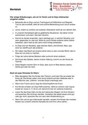 Merkblatt Dojoregeln pdf